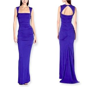 Nicole Miller Felicity Silk Side-Ruched Gown in Majestic Purple Size 6